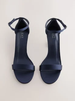 Next Extra Wide Fit Block Heel Sandals Navy Online