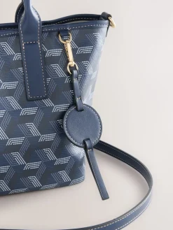 Next Navy Geometric Print Cross-Body Bag Hot