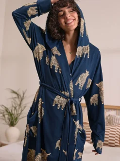 Next Navy Hamish The Highland Cow Cosy Lightweight Dressing Gown Best