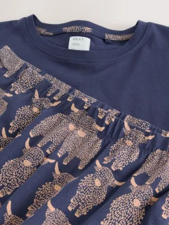 Next Navy Hamish The Highland Cow Short Sleeve Pyjamas Hot