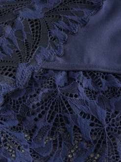 Next Navy High Waist High Leg Ultimate Comfort Lace Knickers 2 Pack New