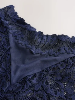 Next Navy High Waist High Leg Ultimate Comfort Lace Knickers 2 Pack New