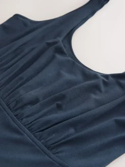 Next Jersey Waisted Summer Midi Dress Navy Online