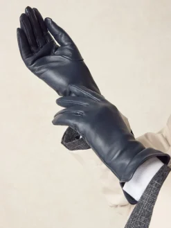 Next Navy Leather Gloves New
