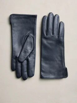 Next Navy Leather Gloves New