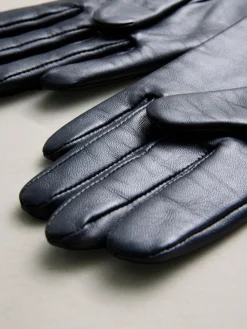 Next Navy Leather Gloves New