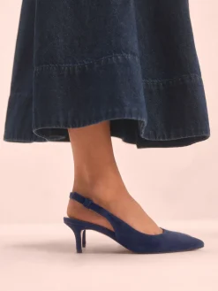 Next Tabitha Simmons x Dela Slingback Point Heels Navy Leather Best