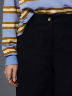 Next Linen Blend Knee Shorts Navy Hot