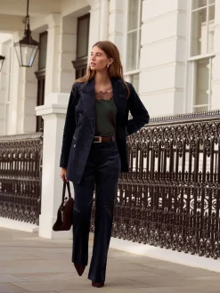 Next Navy N. Premium Cord Bootcut Trousers Sale