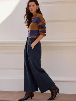 Next N. Premium Herringbone Culottes With Wool Navy Discount