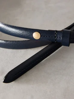 Next N. Premium Skinny Made In Italy Leather Belt Navy Best