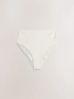 Next Navy Paisley High Rise High Leg Cotton Lace Knickers 4 Pack Clearance