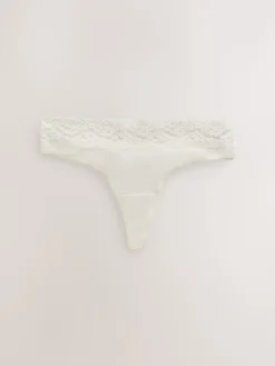 Next Navy Paisley Thong Cotton Lace Knickers 4 Pack Sale