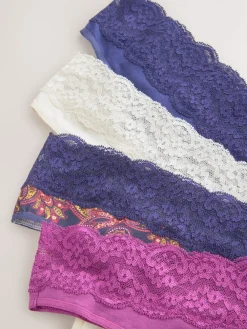 Next Navy Paisley Thong Cotton Lace Knickers 4 Pack Sale