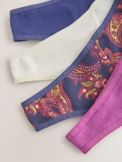 Next Navy Paisley Thong Cotton Lace Knickers 4 Pack Sale