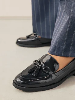 Next Patent Tassel Hardware Detail Loafers Navy Patent Clearance
