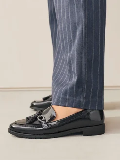 Next Patent Tassel Hardware Detail Loafers Navy Patent Clearance