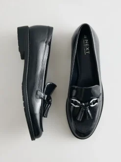 Next Patent Tassel Hardware Detail Loafers Navy Patent Clearance