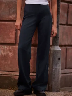 Next Smoothing Ponte Jersey Wide Leg Trousers Navy Pinstripe Best