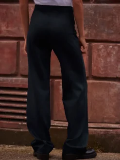 Next Smoothing Ponte Jersey Wide Leg Trousers Navy Pinstripe Best