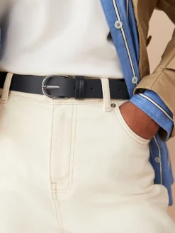 Next Navy Regular Leather Belt