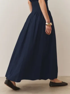 Next Shirred Maxi Skirt Navy Clearance