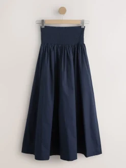 Next Shirred Maxi Skirt Navy Clearance