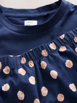 Next Cotton Short Set Pyjamas Navy Spot Discount
