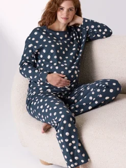 Next Navy Spot Maternity Long Sleeve Pyjamas