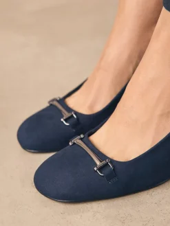 Next Standard/Wide Fit Hardware Slingback Block Heels Navy Outlet
