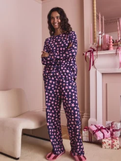Next Long Sleeve Pyjamas Navy Stars Discount