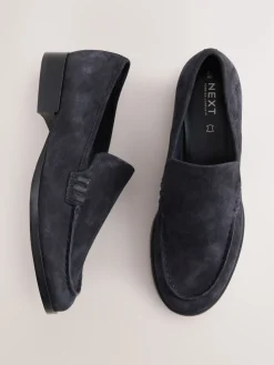 Next Suede Round Toe Clean Loafers Navy Outlet