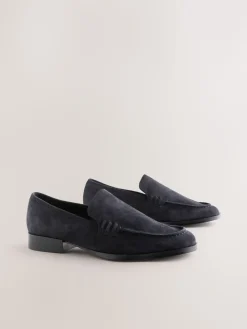 Next Suede Round Toe Clean Loafers Navy Outlet