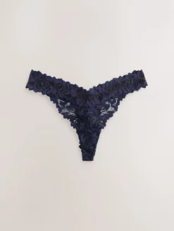 Next Navy Thong Ultimate Comfort Lace Knickers 2 Pack Clearance