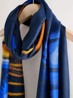 Next Navy Tie Dye Lightweight Scarf Outlet