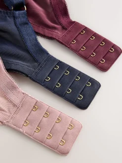 Next DD+ Lace Trim Non Pad Full Cup Underwired Bras 3 Pack Navy/Berry/Pink Outlet