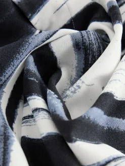 Next V-Neck Short Sleeved Tie Waist Top Navy/Black/White Clearance