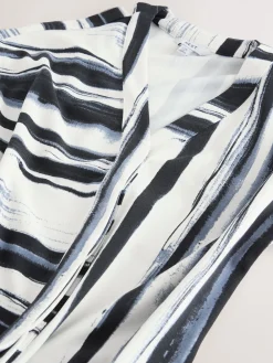 Next V-Neck Short Sleeved Tie Waist Top Navy/Black/White Clearance