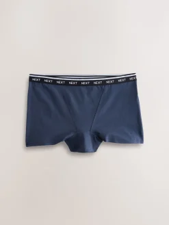 Next Boyshort Cotton Logo Knickers 7 Pack Navy/Chocolate Stripe Online