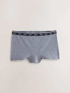 Next Boyshort Cotton Logo Knickers 7 Pack Navy/Chocolate Stripe Online