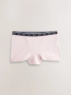 Next Boyshort Cotton Logo Knickers 7 Pack Navy/Chocolate Stripe Online