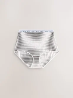 Next Full Brief Cotton Logo Knickers 7 Pack Navy/Chocolate Stripe Discount