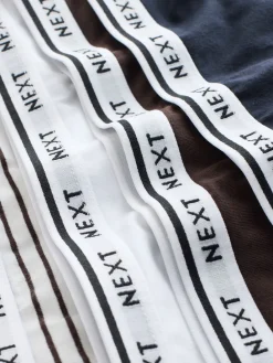 Next High Leg Cotton Logo Knickers 7 Pack Navy/Chocolate Stripe Online