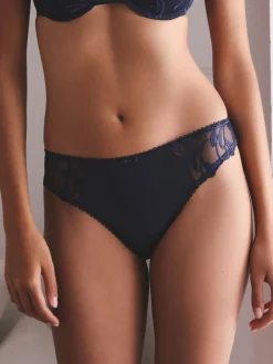 Next Embroidered Knickers 2 Pack Navy/Cream Outlet