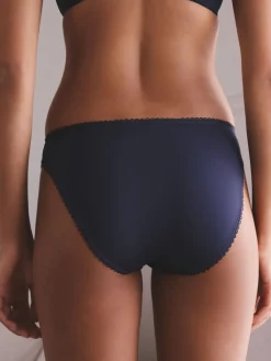 Next Embroidered Knickers 2 Pack Navy/Cream Outlet