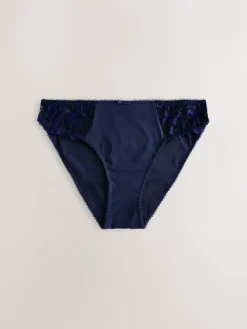 Next Embroidered Knickers 2 Pack Navy/Cream Outlet