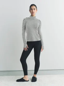 Next Thermal Maximum Warmth Cosy Ribbed Roll Neck Top Navy/Cream Stripe Best