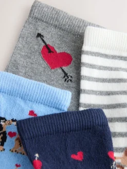 Next Navy/Grey Dog Heart Ankle Socks 4 Pack Hot
