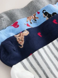 Next Navy/Grey Dog Heart Ankle Socks 4 Pack Hot
