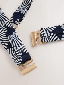 Next Navy/White Fan Print Shaping Padded Wired Bikini Top Best